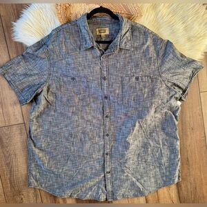 The Foundry Supply Co. Blue Oxford Button Up Short Sleeve Cotton Shirt Size 3XLT